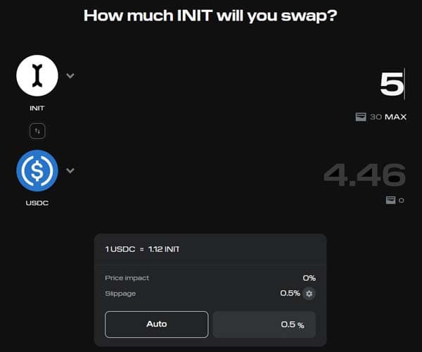 Swap: Trading Tokens on the Initia App