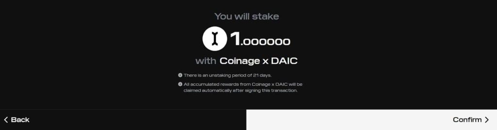 confirmation screen
