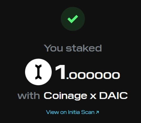 you are now officially staking INIT