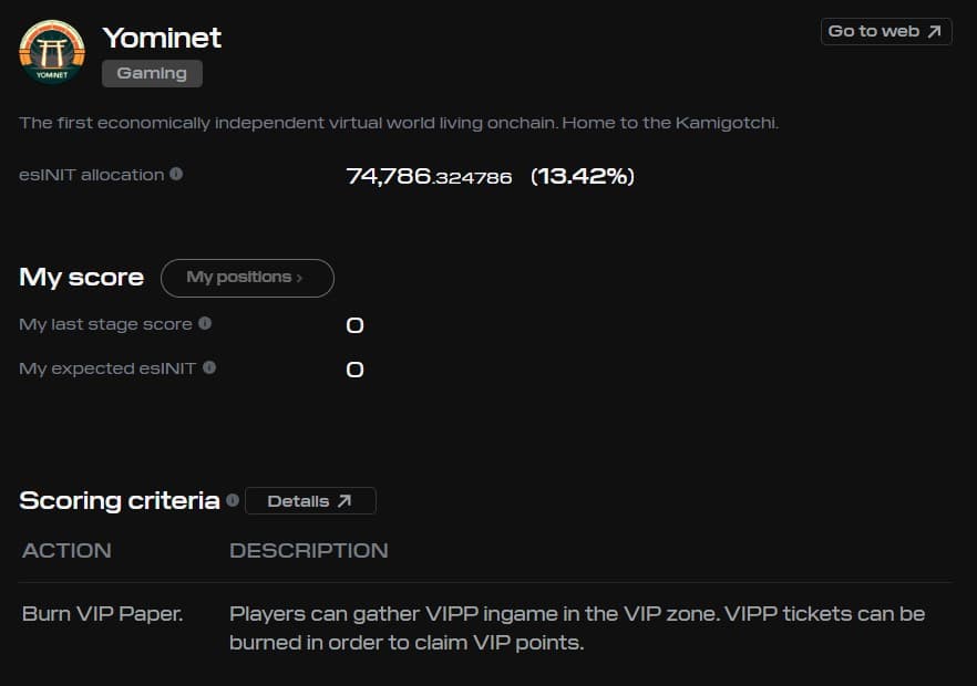 Initia App: Yominet Game