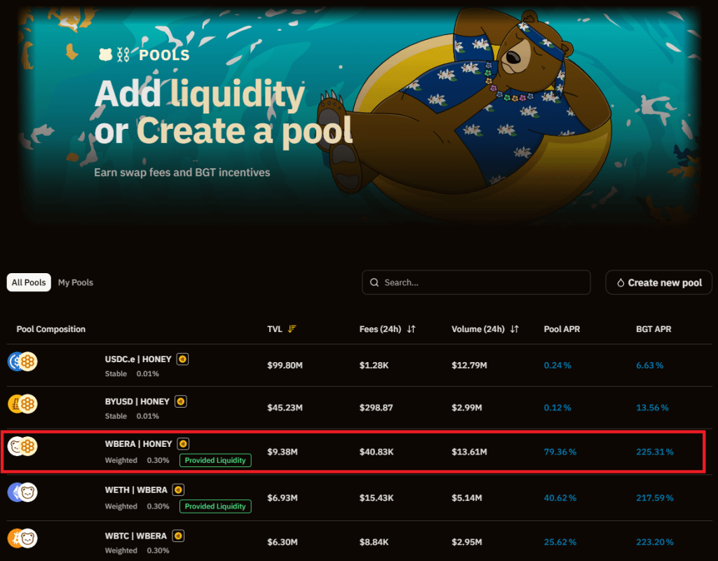 Bera Add Liquidity