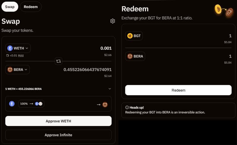 Swapping Tokens on BeraHub