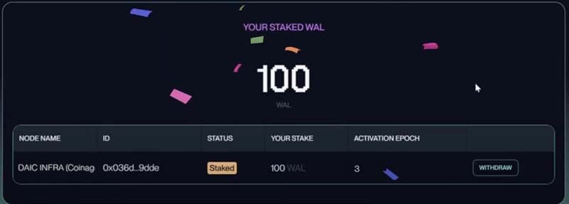 Your staked WAL