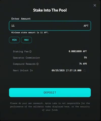 Stake into a pool