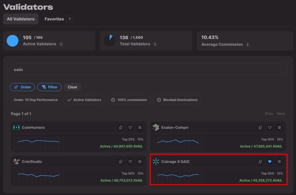 Validators Tab